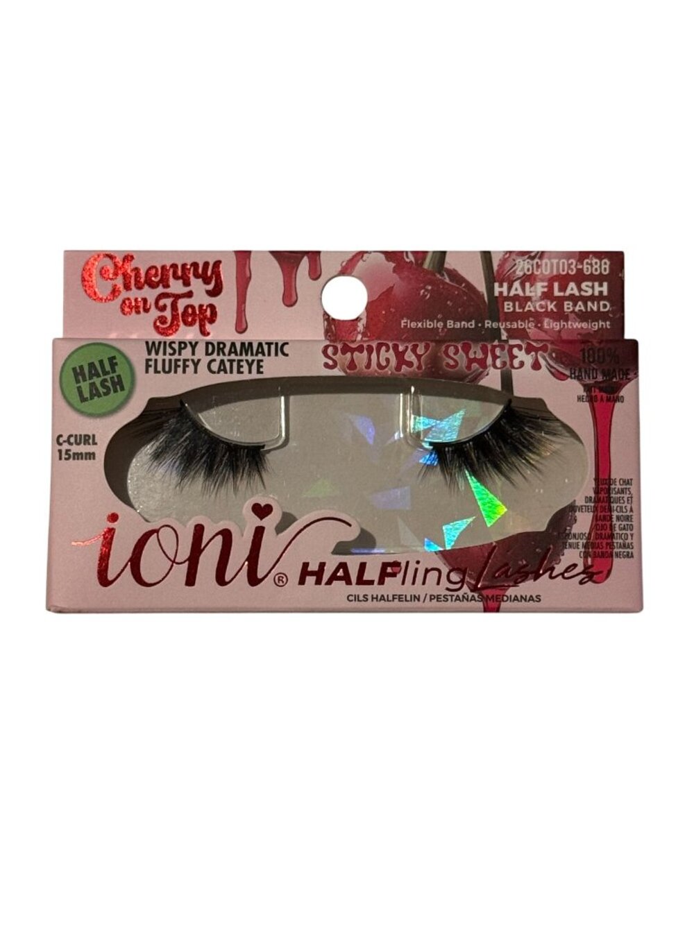 IONI Half Lash Wispy Cat Eye Faux Mink Lashes C Curl 15mm Dramatic New